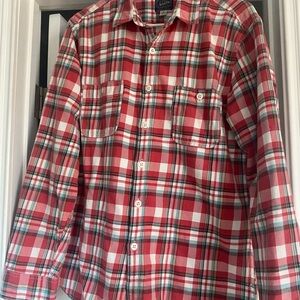 J. Crew Factory Red and White Plaid Button-Down Shirt